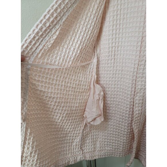 NORDSTROM Women's Waffle Textured Bathrobe Kimono Style With Belt Pink Size S - Picture 13 of 14